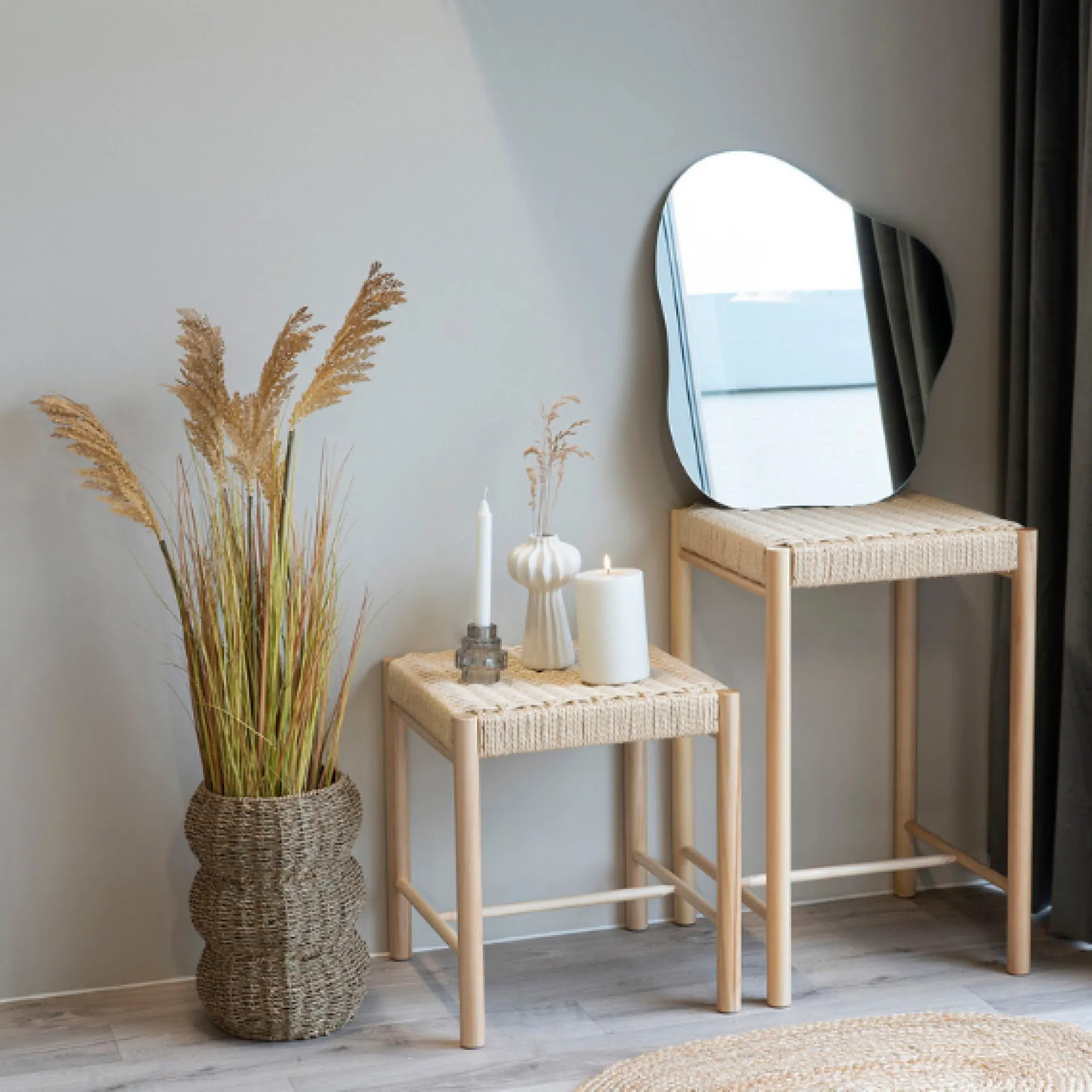House Nordic Abano Hocker aus Naturgeflecht - Pappelholz