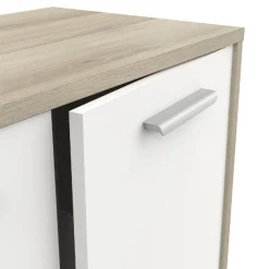 Ablageschrank Leontien 2 Flügeltüren-Kronberg Eiche/Mattweiß