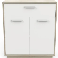 Ablageschrank Leontien 2 Flügeltüren und 1 Schublade Kronberg Eiche/Mattweiß