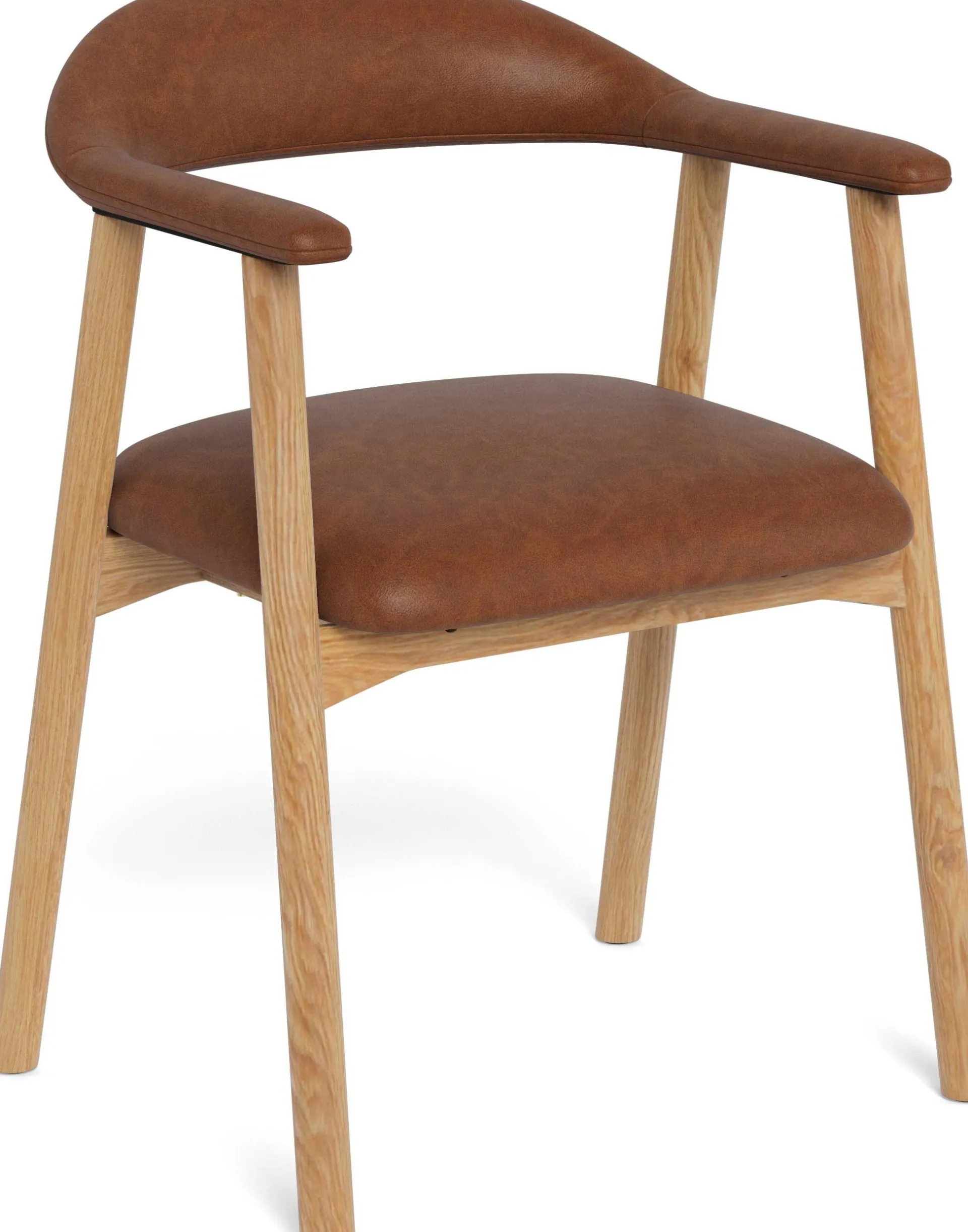 Emob Addi Esszimmerstuhl mit Armlehne in PU Retro Brandy 691B FR, Untergestell Eiche
