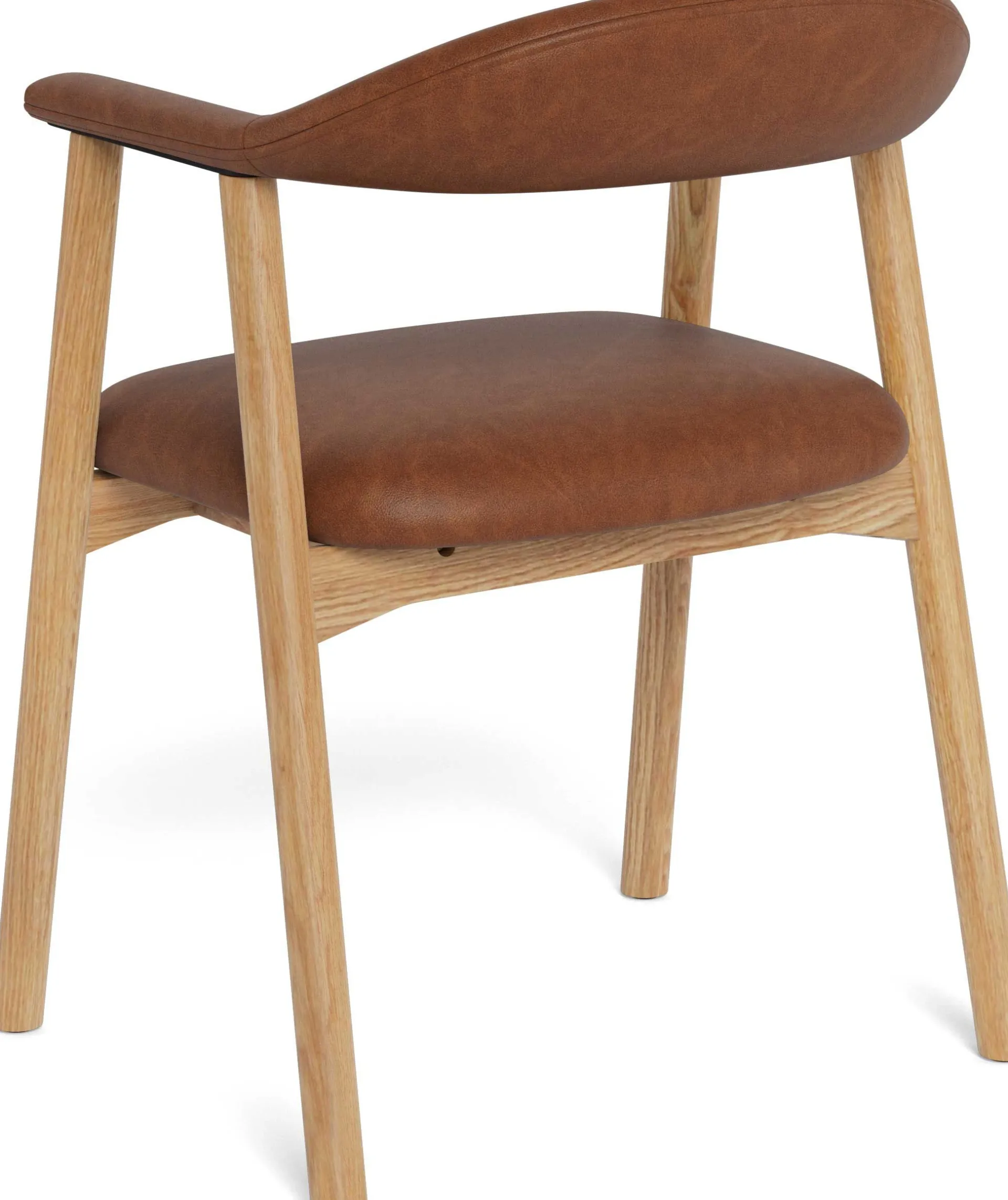 Emob Addi Esszimmerstuhl mit Armlehne in PU Retro Brandy 691B FR, Untergestell Eiche