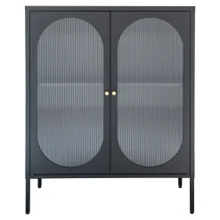 Adelaide Schwarzer Vitrinenschrank 90x35x110 cm