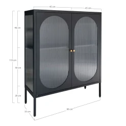 Adelaide Schwarzer Vitrinenschrank 90x35x110 cm