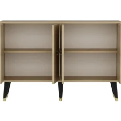 Ahart Konsole | 100 % MELAMIN | Saphir-Eiche, Gold