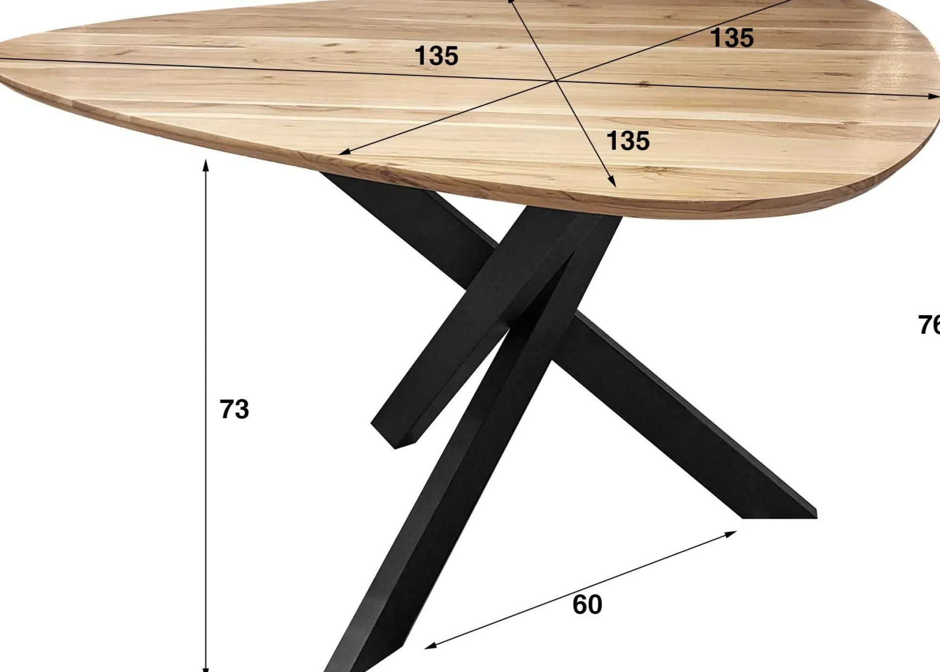 Emob Akazienholz Dreieck Esstisch 135x135cm | Mattlackierung