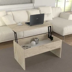 Emob Akilli Couchtisch | 100 % MELAMIN | Travertin