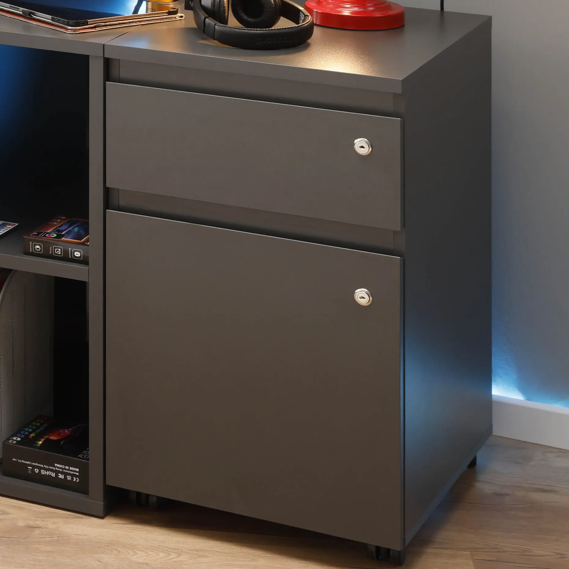 Aktenschrank File Guard | 44 x 51,3 x 76,9 cm | Spanplattenholz | Farbe: Anthrazit