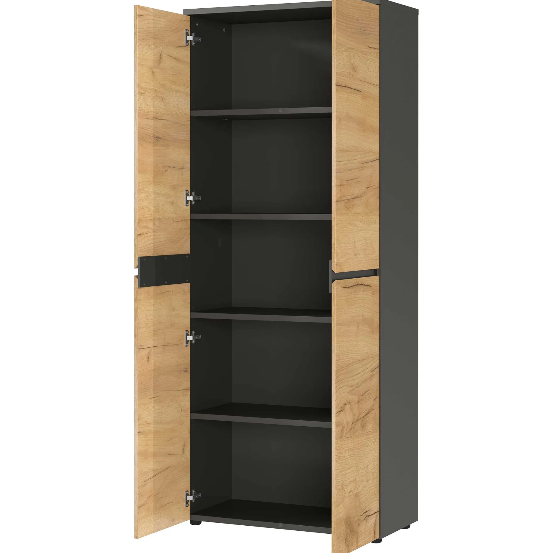 Aktenschrank Miguel mit 2 Türen und 4 Einlegeböden - Anthrazit/Eiche
