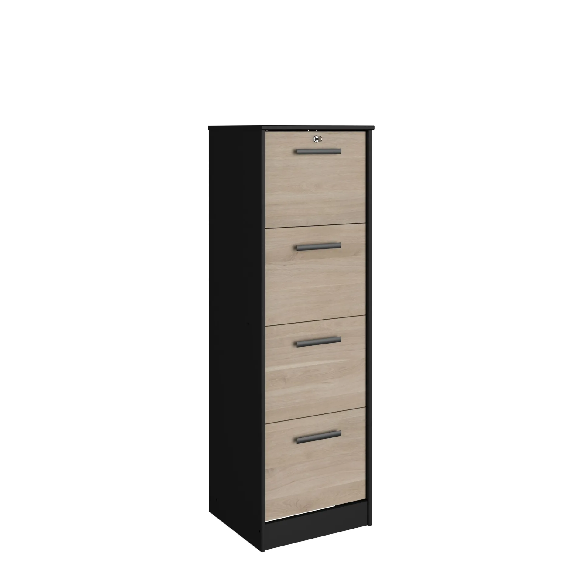 Aktenschrank Sil-138cm-4 Schubladen-schwarz/schick