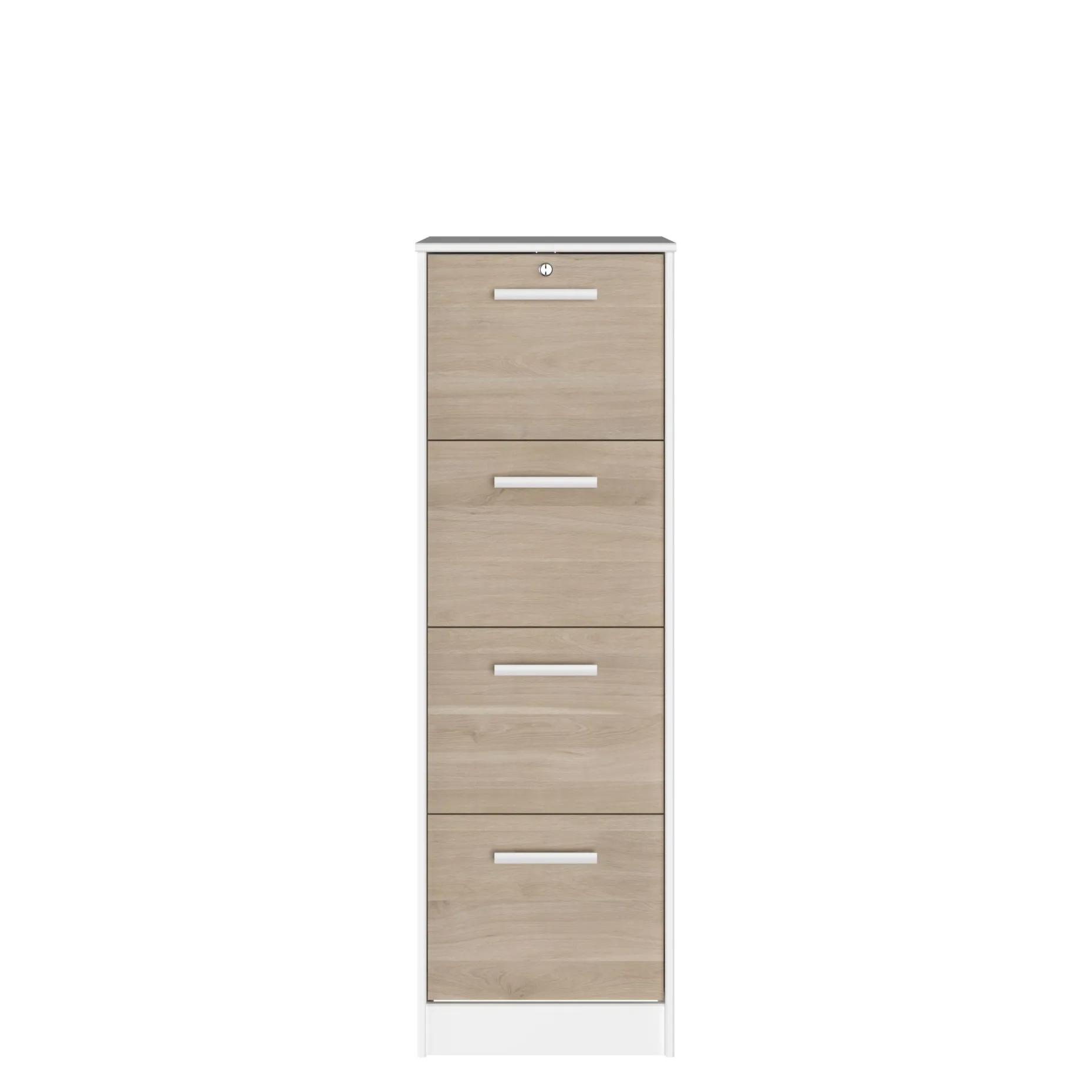 Aktenschrank Sil-138cm-4 Schubladen-weiß/Eiche