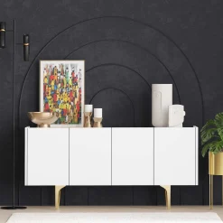 Albina Konsole | 100 % MELAMIN | Weiß, Gold