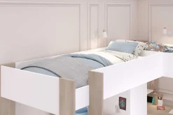 Alexandrie Doppelhochbett - 90x200 - mit Schreibtisch - Eiche/Weiß