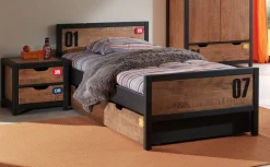AlexKinderzimmer : Bett 90x200cm Bettschublade, Nachttisch - Kiefernholz