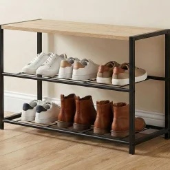 Alizee Schuhbank - 63x30x43cm - Eiche Dekor/schwarz