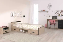 AlmaKinderzimmer : Bett 90x200cm, Nachttisch, Schreibtisch - Eiche Dekor