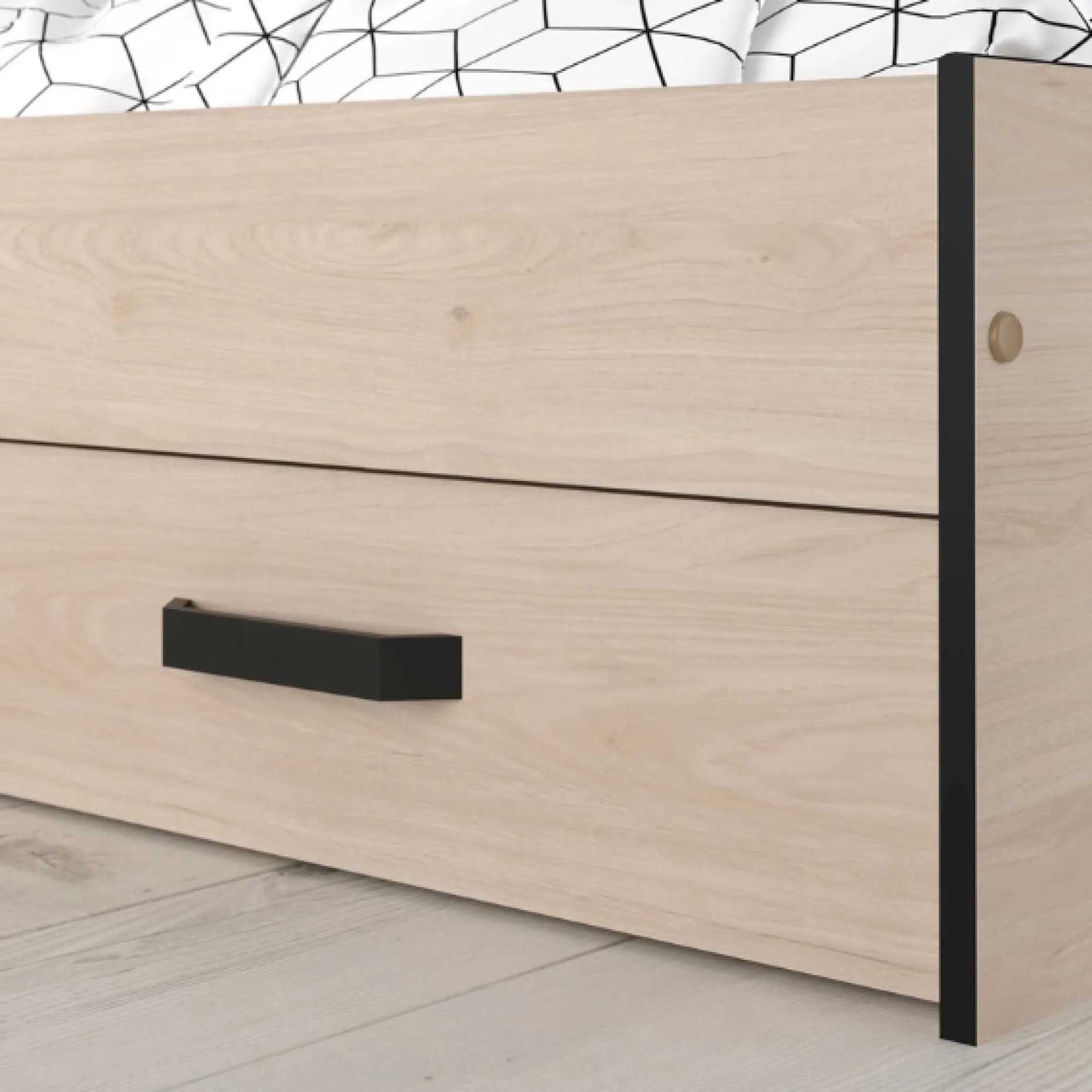AlmaKinderzimmer : Bett 90x200cm, Nachttisch, Schreibtisch - Eiche Dekor