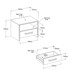 AlmaKinderzimmer : Bett 90x200cm, Nachttisch, Schreibtisch - Eiche Dekor