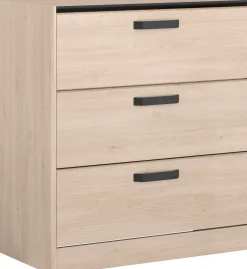 Kinder Parisot Alma Kommode mit drei Schubladen - Eiche Dekor/schwarz