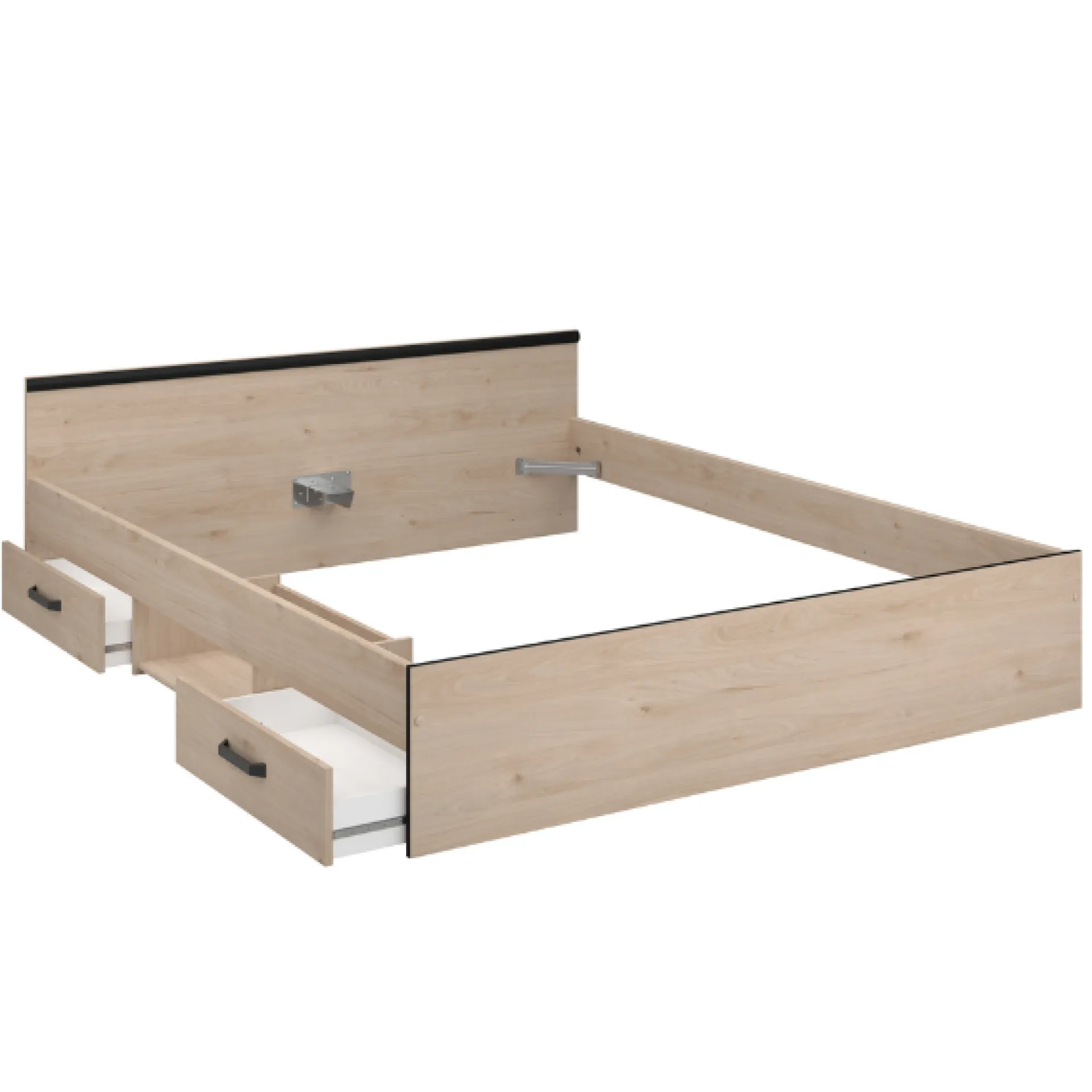 Parisot AlmaSchlafzimmer : Bett 160x200cm, Nachttisch, Kleiderschrank - Eichendekor