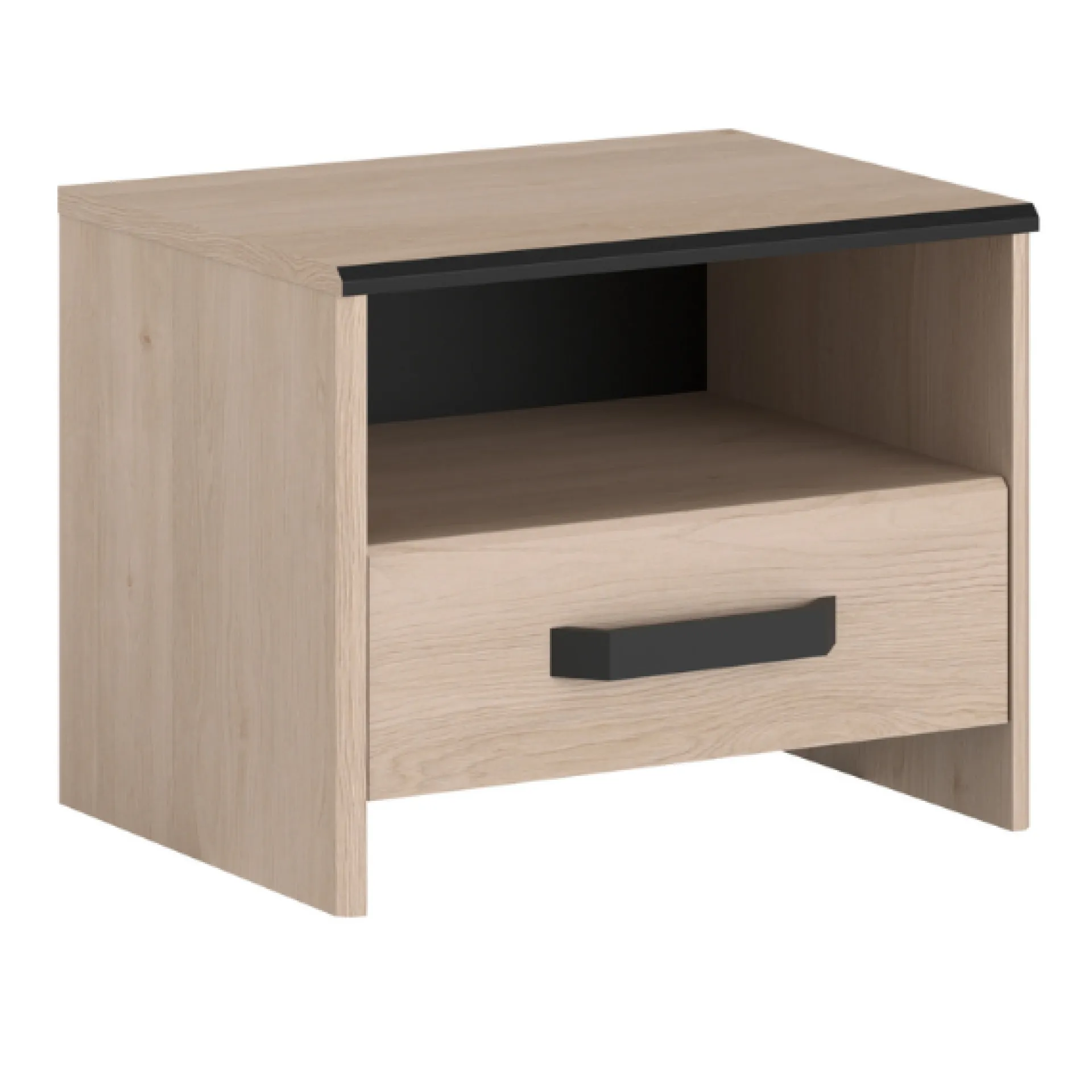 Parisot AlmaSchlafzimmer : Bett 160x200cm, Nachttisch, Kleiderschrank - Eichendekor