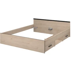 Parisot AlmaSchlafzimmer : Bett 160x200cm, Nachttisch, Kleiderschrank - Eichendekor