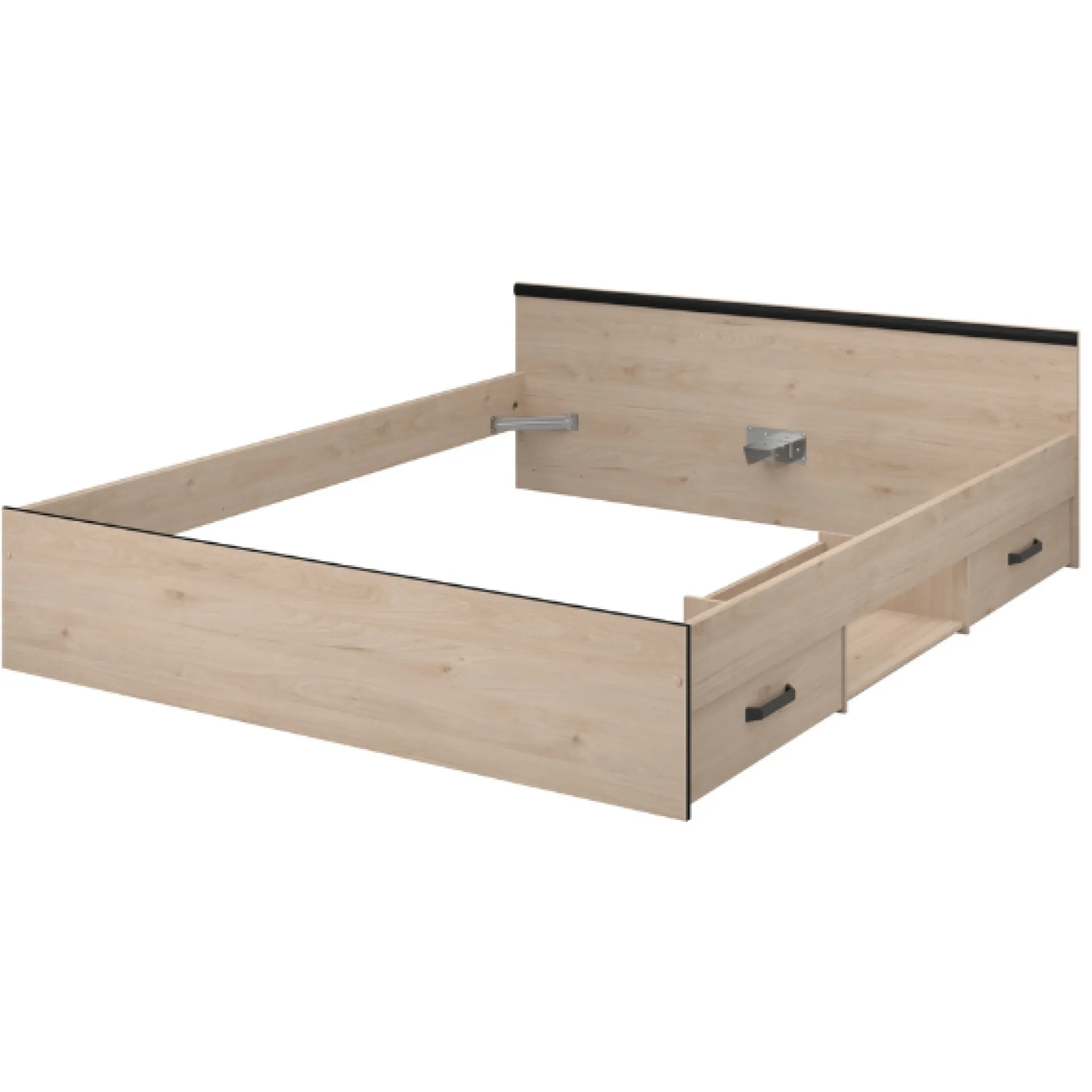 Parisot AlmaSchlafzimmer : Bett 160x200cm, Nachttisch, Kleiderschrank - Eichendekor