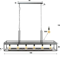 Emob Amadeus Hängeleuchte 150 cm - anthrazit