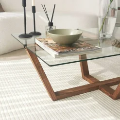 Emob Amalfi Couchtisch | GEHÄRTETES GLAS | Walnuss