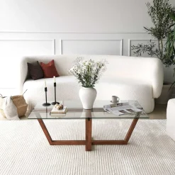 Emob Amalfi Couchtisch | GEHÄRTETES GLAS | Walnuss