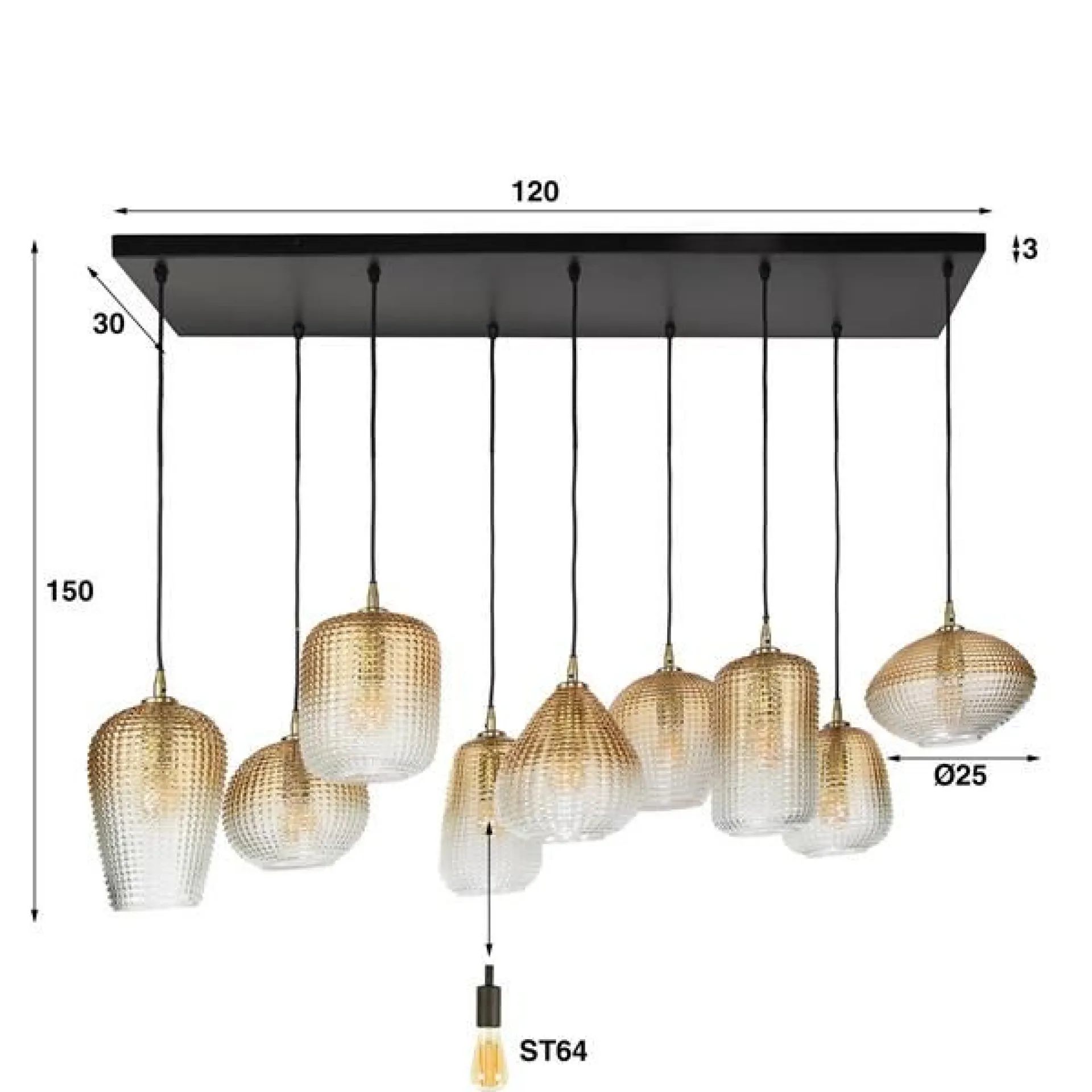 Emob Ambrioso Hängeleuchte 120 cm-Amber