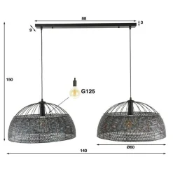 Emob Amory Pendelleuchte für 2 Lichtquellen-braun/