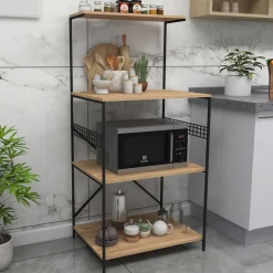 Anemon Mehrzweckschrank | 100 % MELAMIN | Schwarz, Kiefer