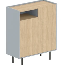 Anjes Schuhschrank 2 Flügeltüren, 1 offenes Fach und 4 Einlegeböden - Eiche hell/celadongrau