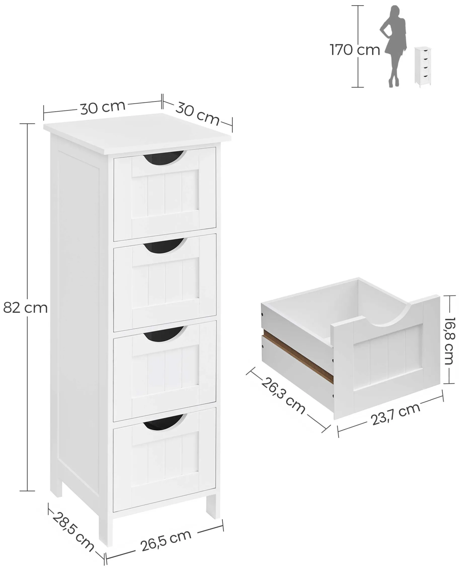 Anrichte Barkley | 30 x 30 x 82 cm | Weiß