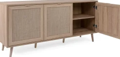 Anrichte Bilal 150cm 3 Türen - Eiche/rafia
