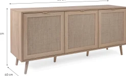 Anrichte Bilal 150cm 3 Türen - Eiche/rafia