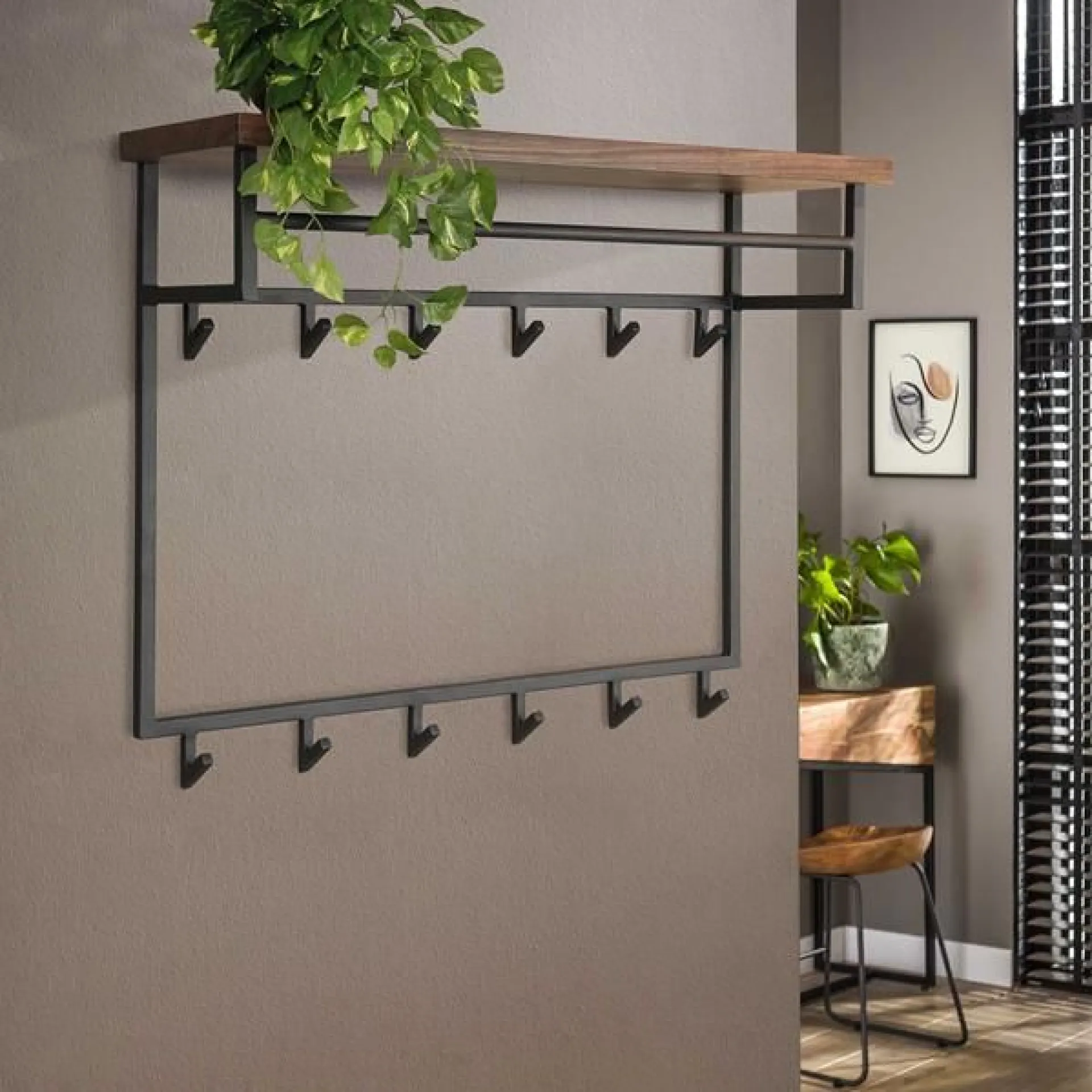Emob Antoinette Wandgarderobe 12 haken-Saja nussbaum