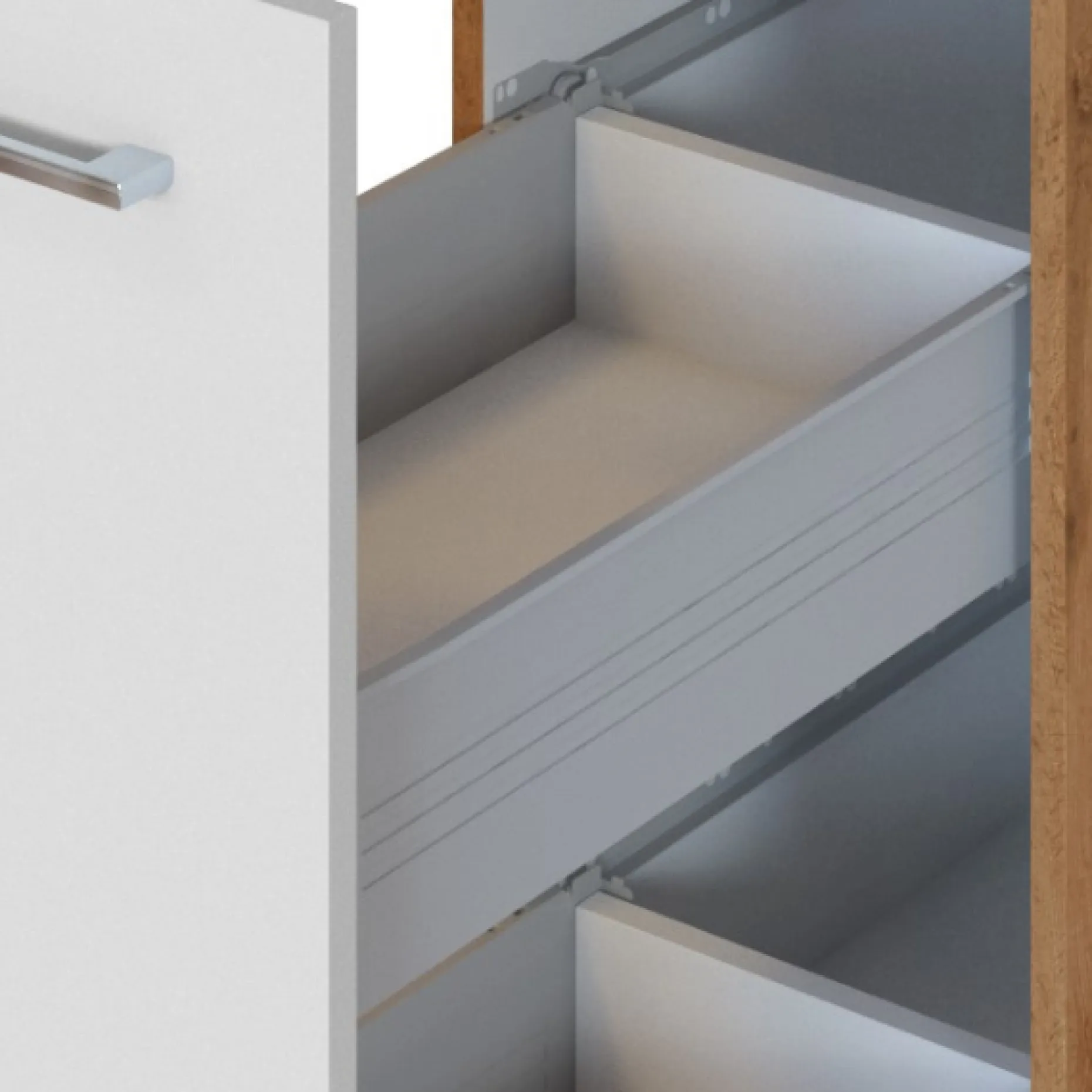 Apothekerschrank Sorrella 30cm 2 Schubladen - weiß/Eiche