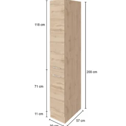 Apothekerschrank Sorrella 30cm 2 Schubladen - Eiche/Graphit