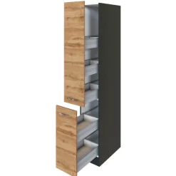 Apothekerschrank Sorrella 30cm 2 Schubladen - Eiche/Graphit