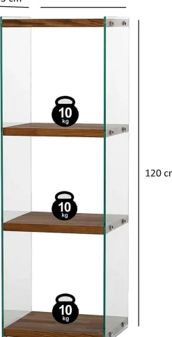 Emob Aqua 3 Bücherregal | GEHÄRTETES GLAS | Natürlich