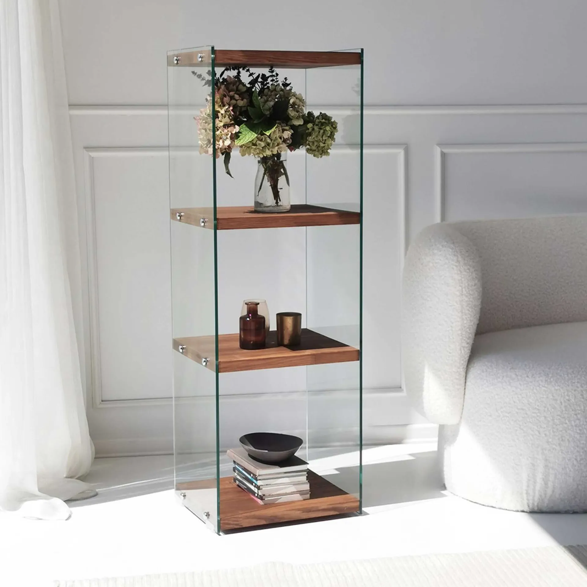 Emob Aqua 3 Bücherregal | GEHÄRTETES GLAS | Natürlich