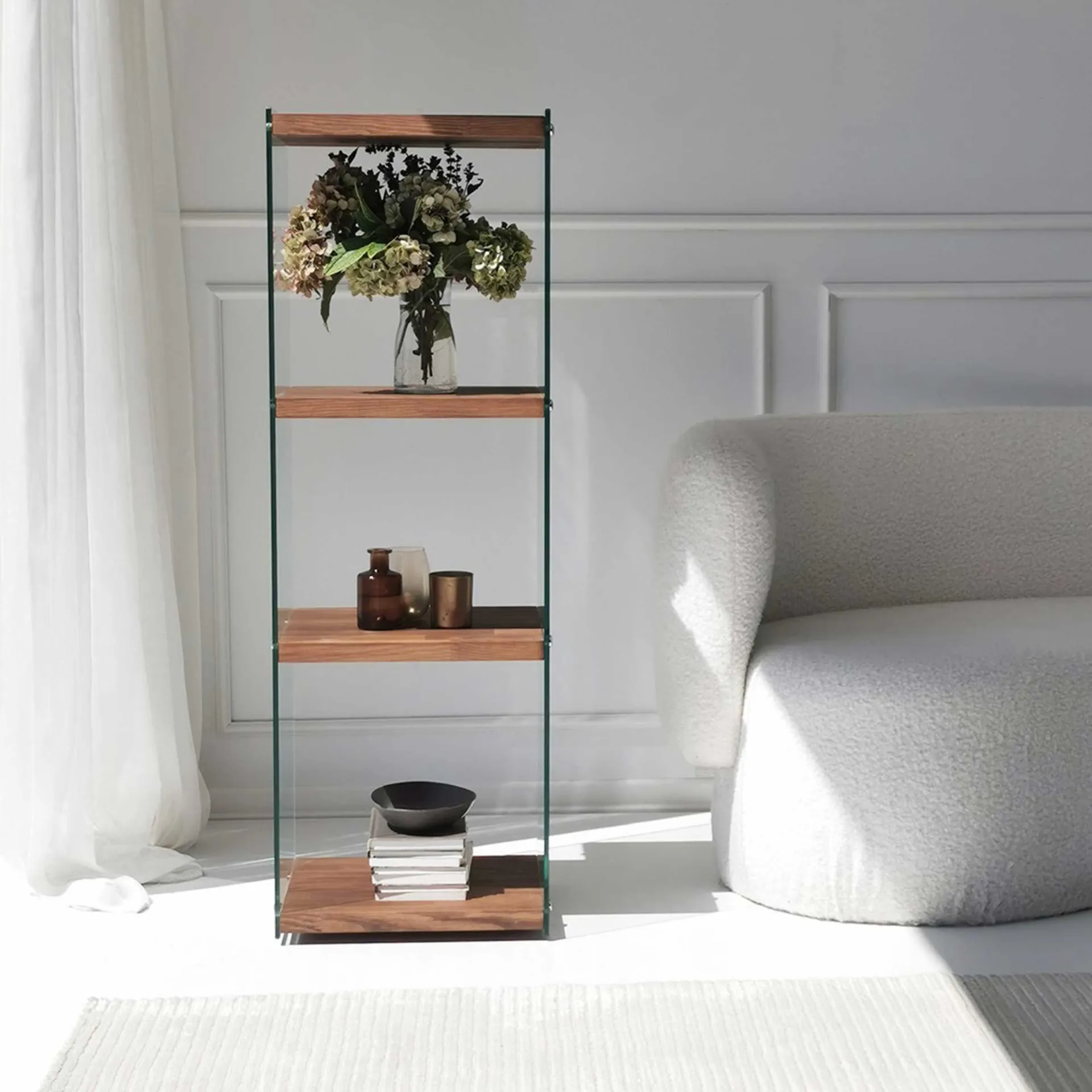 Emob Aqua 3 Bücherregal | GEHÄRTETES GLAS | Natürlich