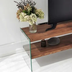 Aqua TV TV-Ständer | GEHÄRTETES GLAS | Natürlich
