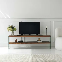 Aqua TV TV-Ständer | GEHÄRTETES GLAS | Natürlich