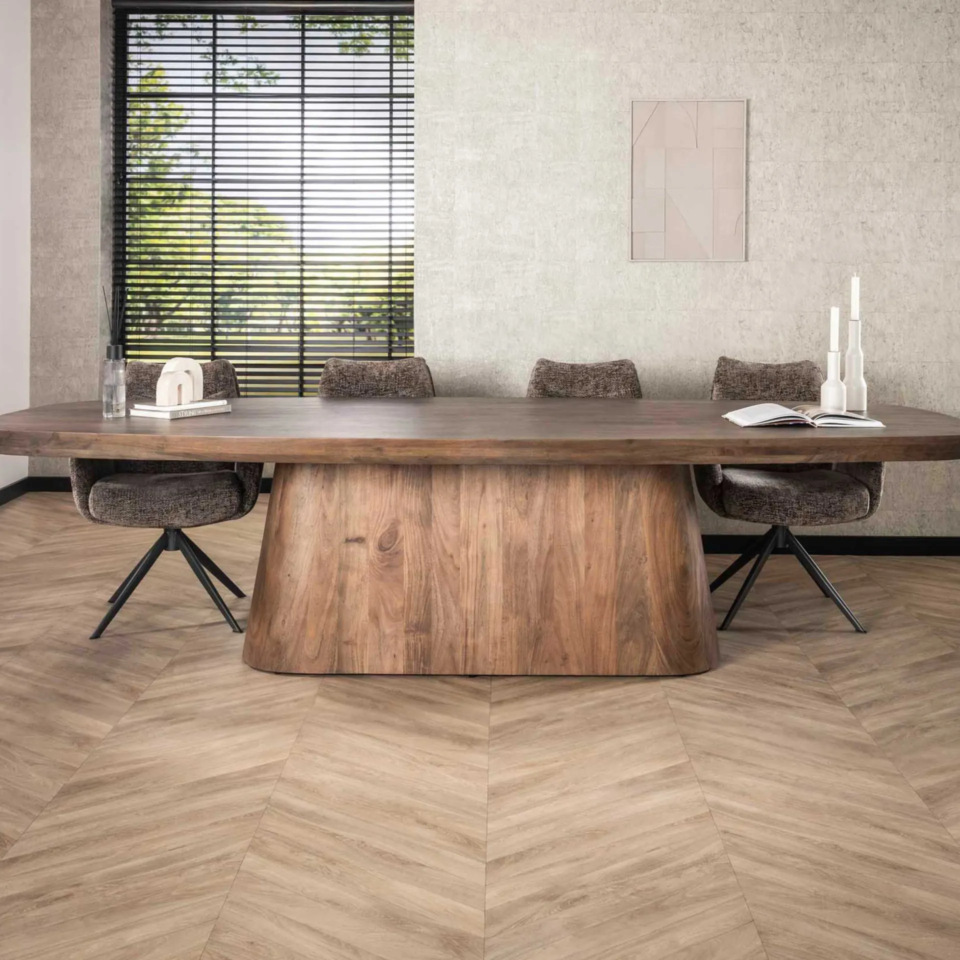Emob Arcadia Oval Esstisch 300cm - Massiv Akazie Drift