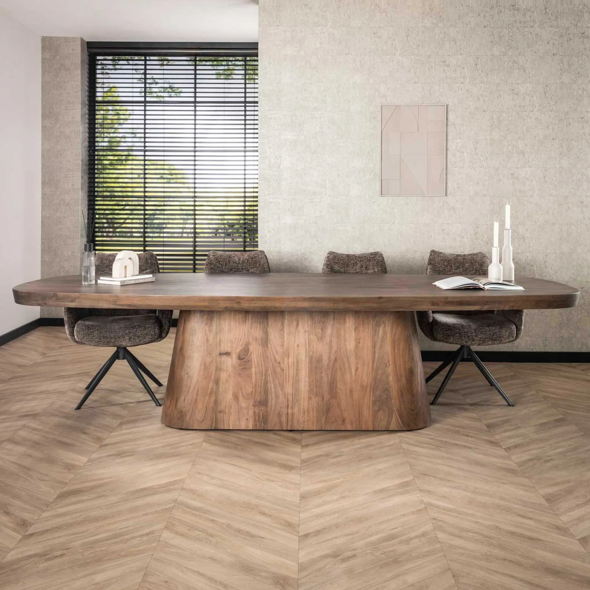 Emob Arcadia Oval Esstisch 300cm - Massiv Akazie Drift