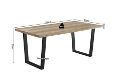 Rousseau Armin 180cm Mango Dekotisch mit Metallfüßen - H75 x B180 x T90 cm