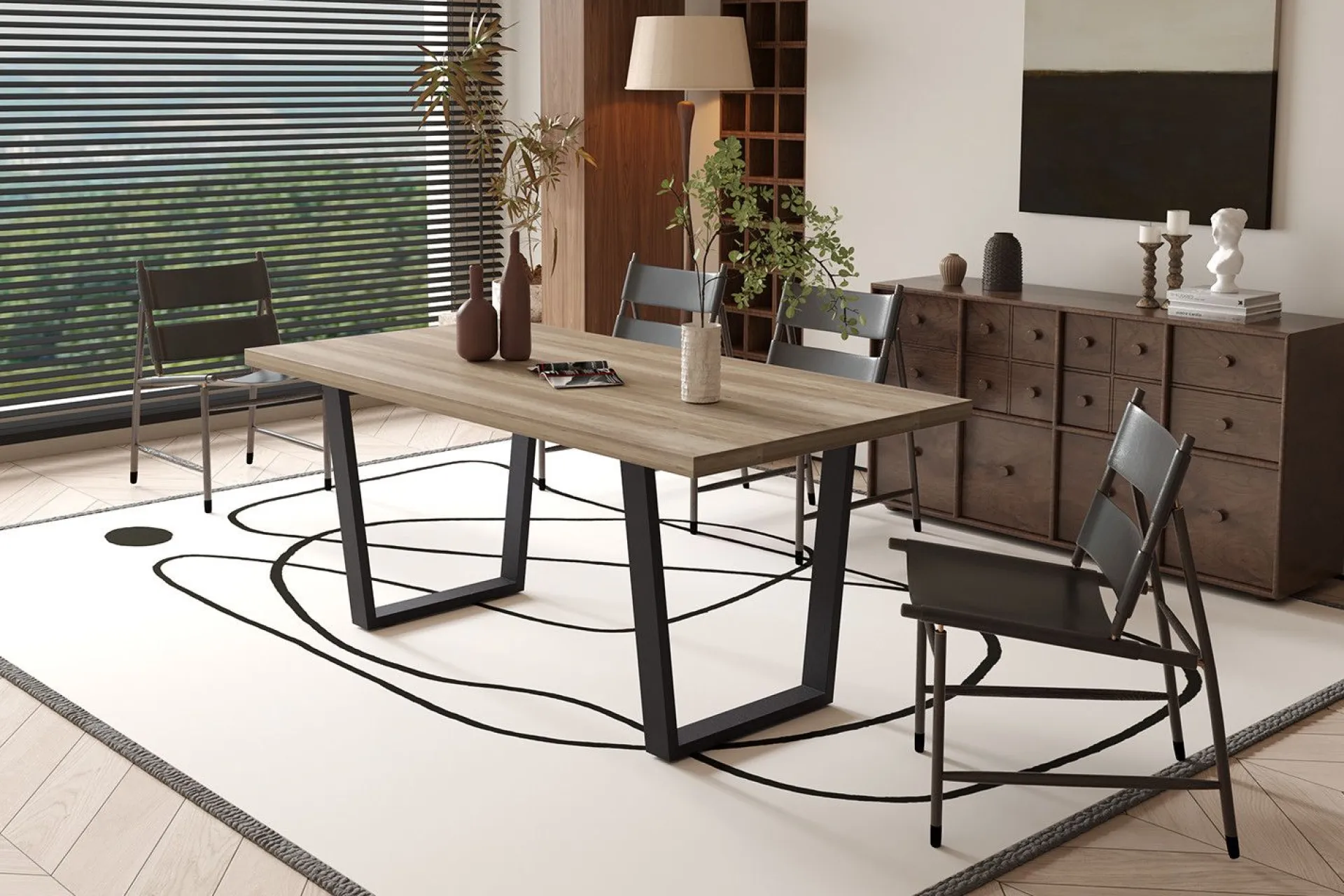 Rousseau Armin 180cm Mango Dekotisch mit Metallfüßen - H75 x B180 x T90 cm