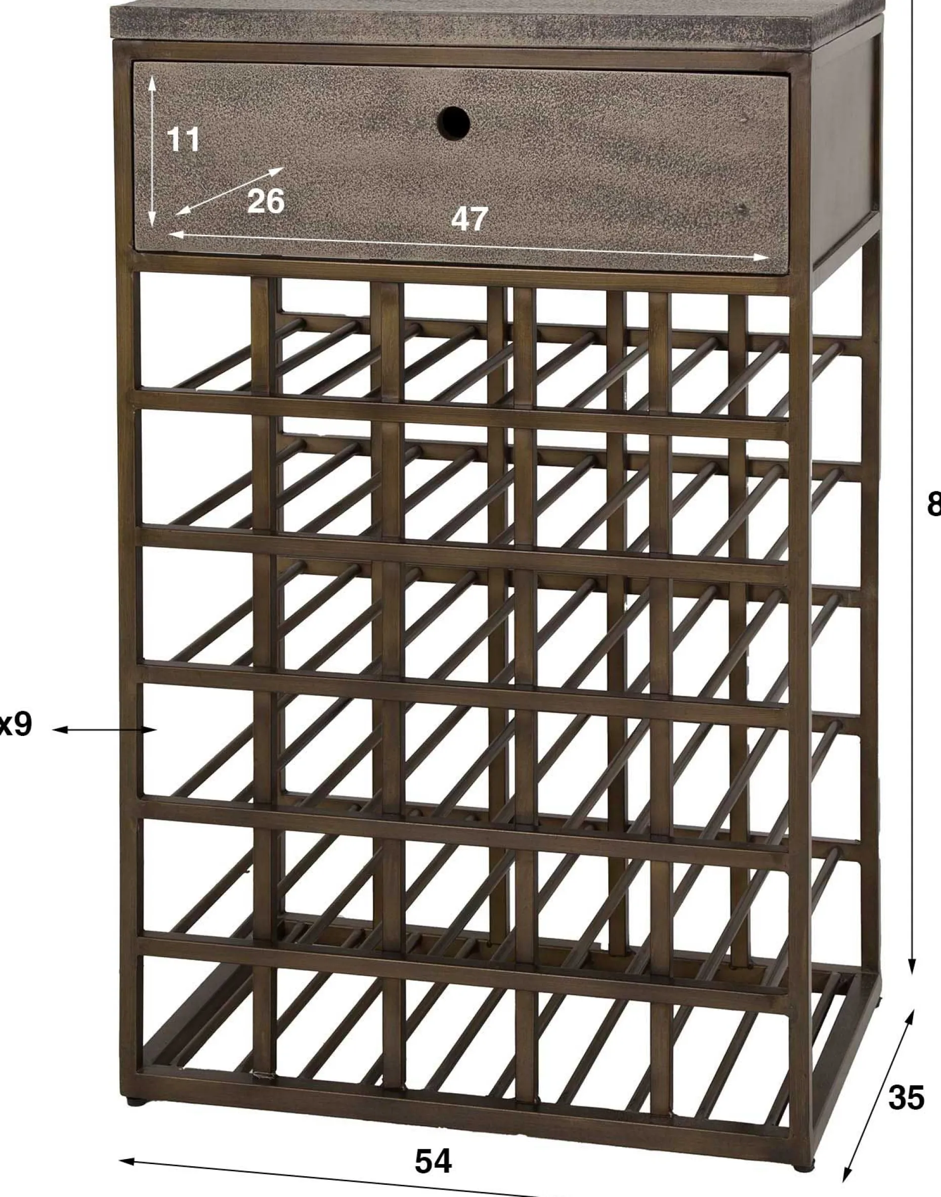 Artisan Ferro Weinschrank mit Schublade in Antique Bronze